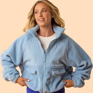 Blogilates Women's Bonfire Fleece Jacket - Light Blue 1X